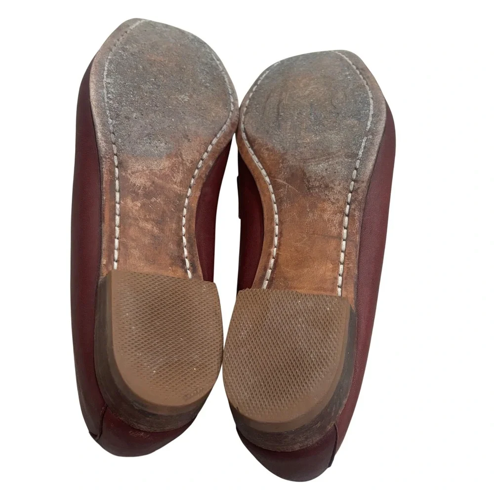 Frye Womens Burgundy Leather Penny Loafers Handsewn Made in USA Oxblood 8.5M